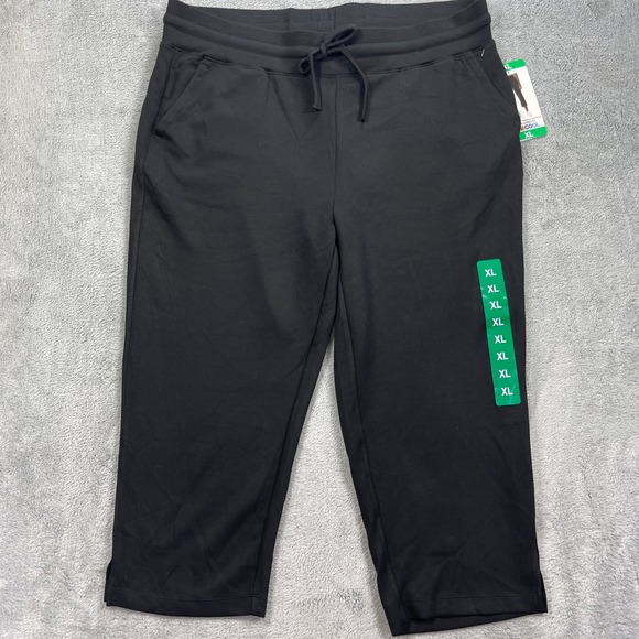 32 Degrees Pants - 32 Degrees Cool Capri Pants Women XL Black Pull-On Drawstring Pockets
